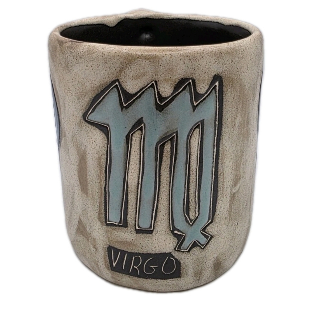 Mara Designs Virgo Pottery Cup Mug Mexico Studio Art Pottery Signed Zodiac